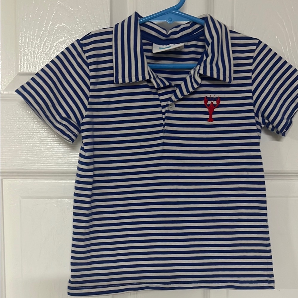 Blue and White Striped Kids Polo Shirt